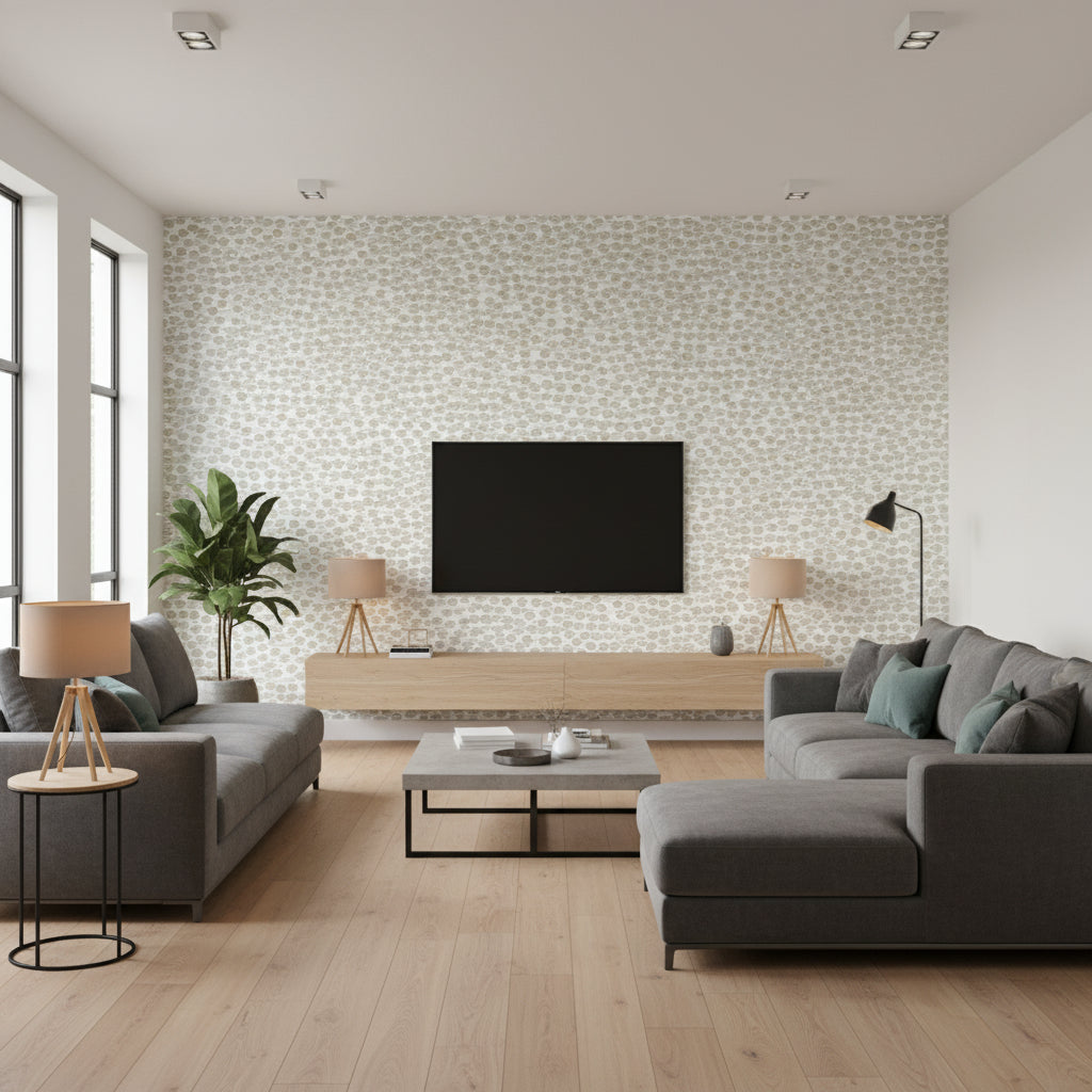 Beadazzled Bianca | Maya Romanoff - Living Room Visualization (AI-generated, may not be to scale. Verify pattern scale with product specifications.)
