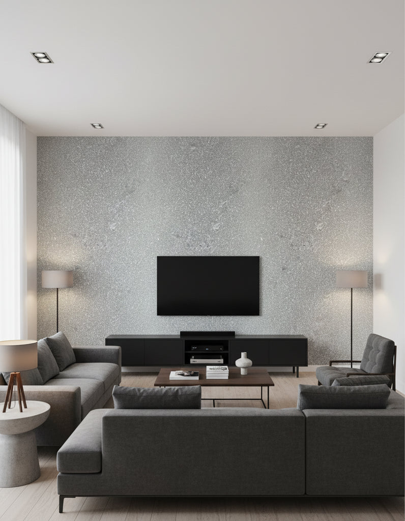 Beadazzled Leaf - Sylvie Leaf | Maya Romanoff - Living Room Visualization (AI-generated, may not be to scale. Verify pattern scale with product specifications.)