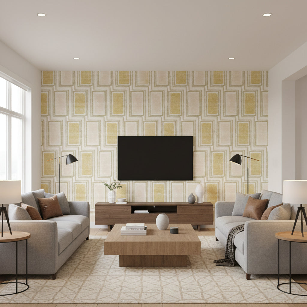 Beat Revival | Elitis - Living Room Visualization (AI-generated, may not be to scale. Verify pattern scale with product specifications.)