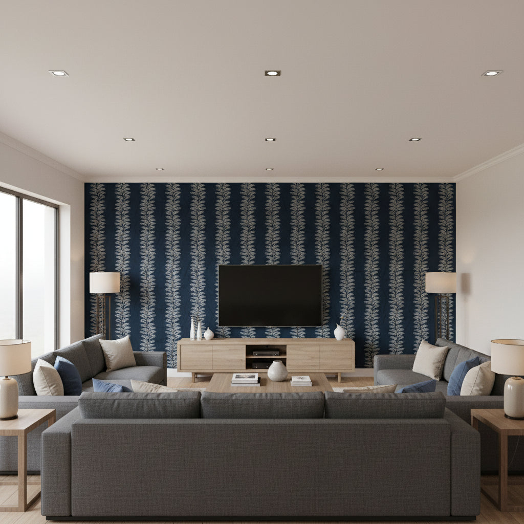 BF10533.680.0 | Kravet - Living Room Visualization (AI-generated, may not be to scale. Verify pattern scale with product specifications.)