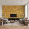 Beadazzled Geode - Scotch on the Rocks | Maya Romanoff - Living Room Visualization (AI-generated, may not be to scale. Verify pattern scale with product specifications.)