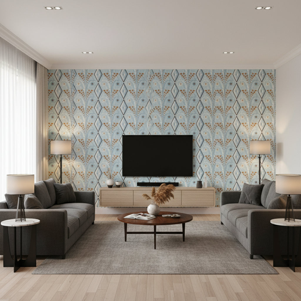 BR-69004.400.0 | Kravet - Living Room Visualization (AI-generated, may not be to scale. Verify pattern scale with product specifications.)