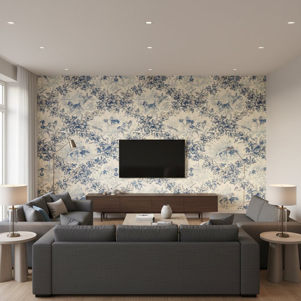 BR-69265.222.0 | Kravet - Living Room Visualization (AI-generated, may not be to scale. Verify pattern scale with product specifications.)
