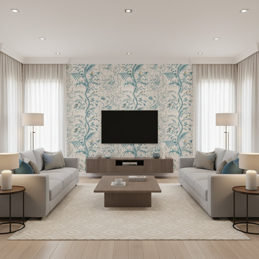 BR-69518.513.0 | Kravet - Living Room Visualization (AI-generated, may not be to scale. Verify pattern scale with product specifications.)