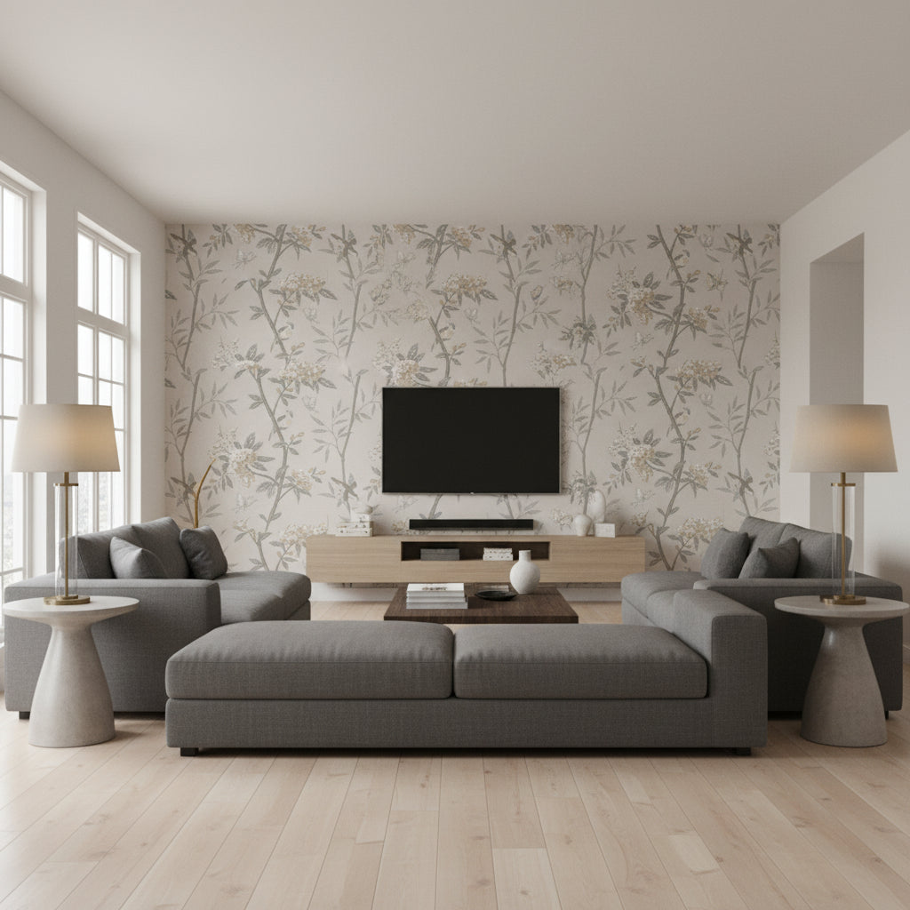 BW45066.1.0 | Kravet - Living Room Visualization (AI-generated, may not be to scale. Verify pattern scale with product specifications.)