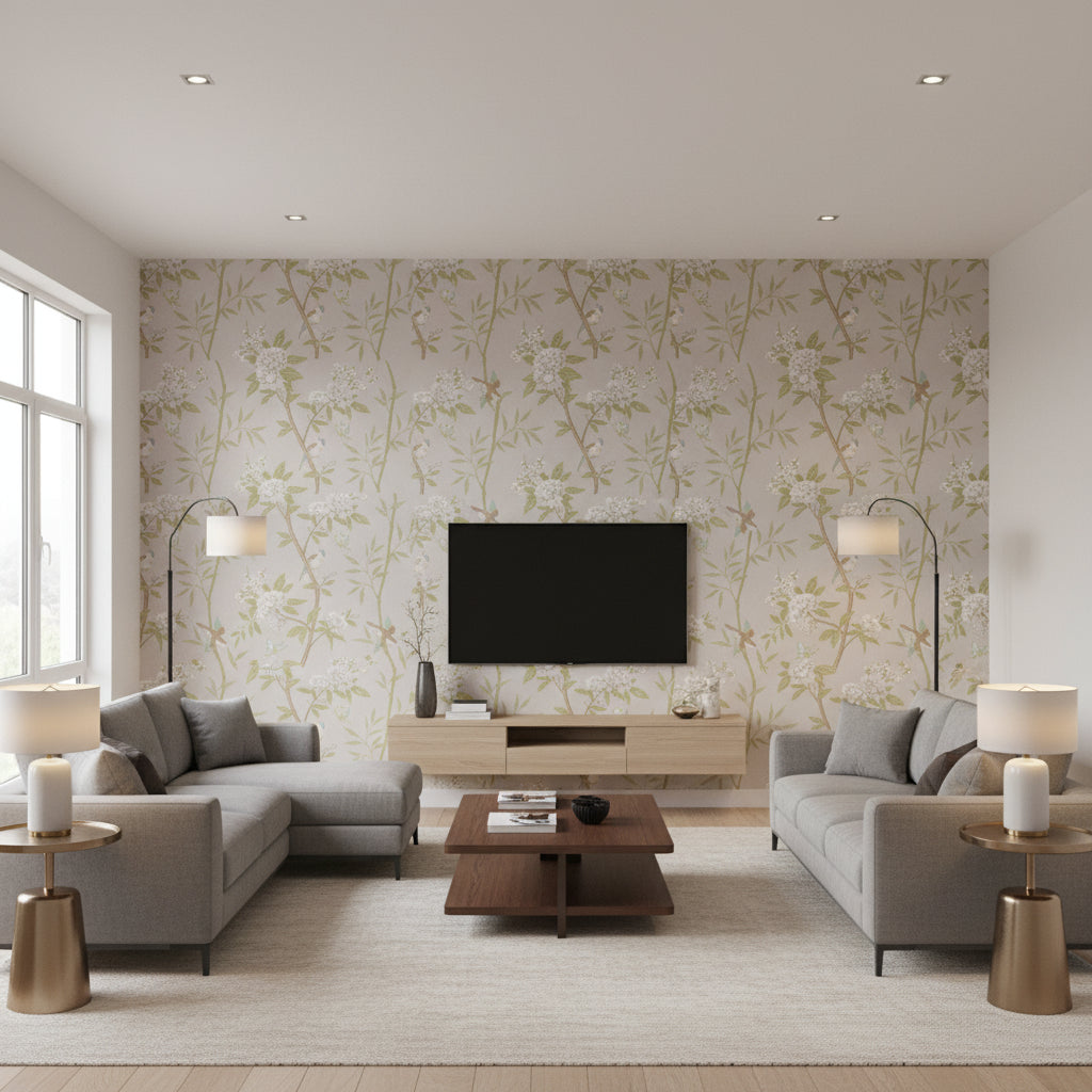 BW45066.4.0 | Kravet - Living Room Visualization (AI-generated, may not be to scale. Verify pattern scale with product specifications.)