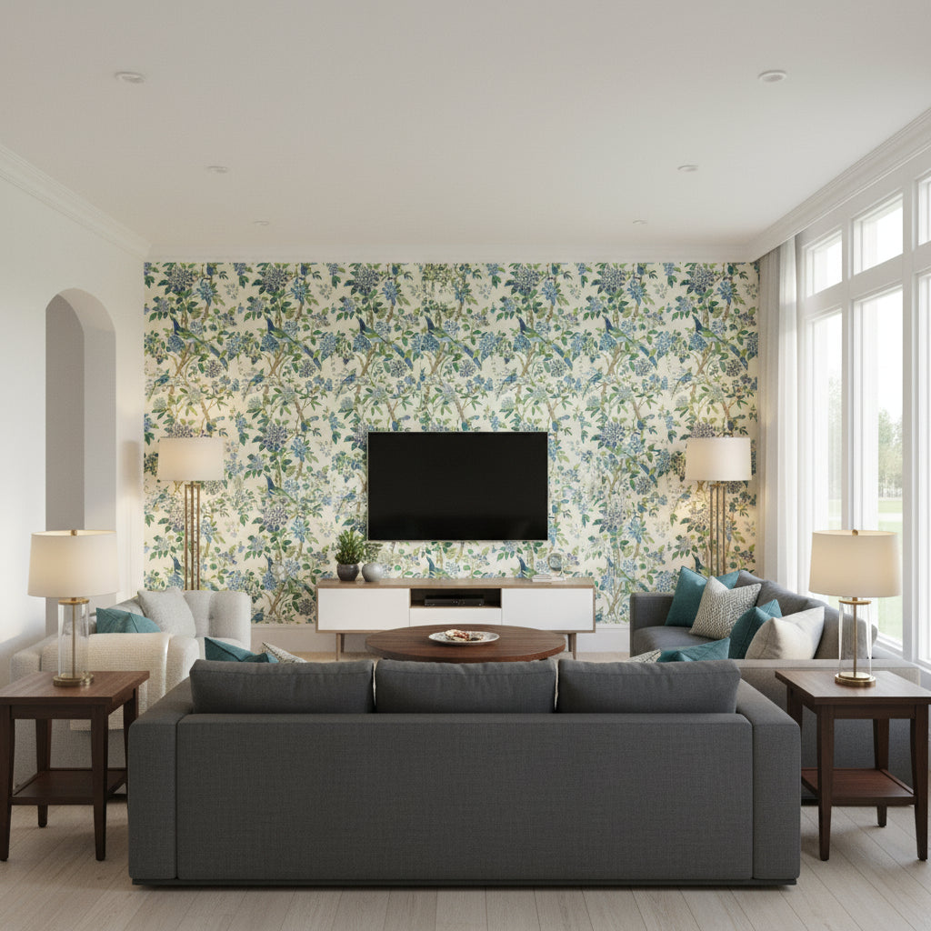 BW45091.1.0 | Kravet - Living Room Visualization (AI-generated, may not be to scale. Verify pattern scale with product specifications.)