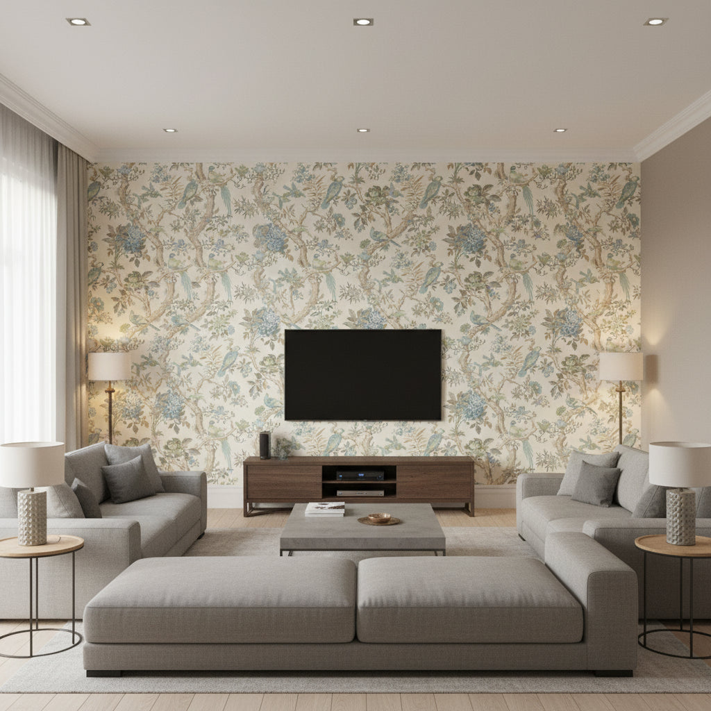 BW45094.4.0 | Kravet - Living Room Visualization (AI-generated, may not be to scale. Verify pattern scale with product specifications.)