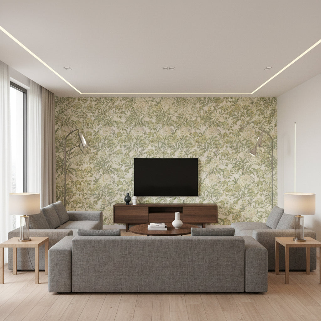 BW45095.3.0 | Kravet - Living Room Visualization (AI-generated, may not be to scale. Verify pattern scale with product specifications.)