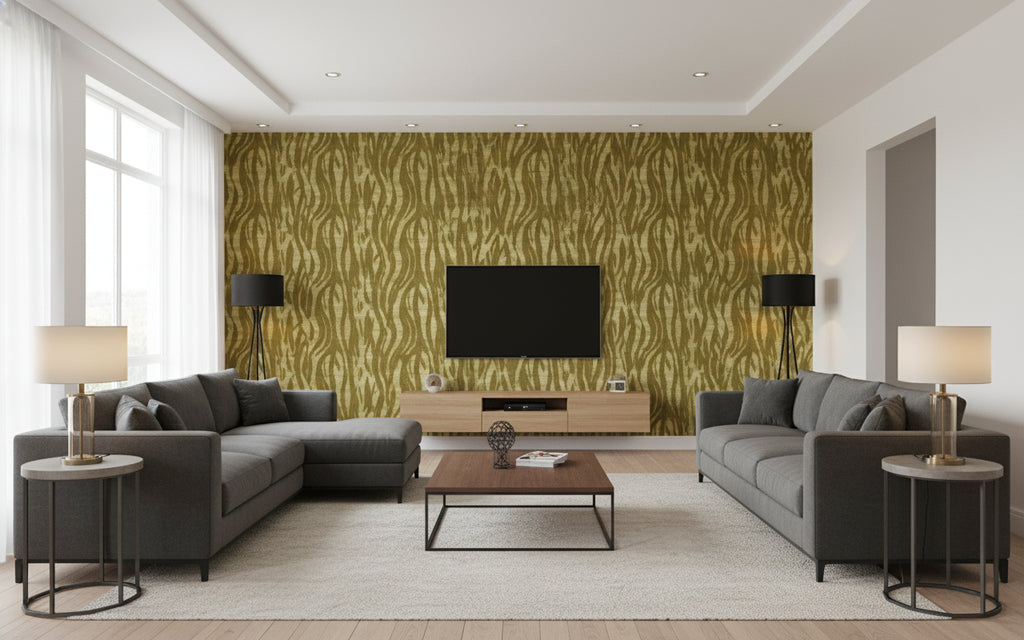 Cat's Contemporary Skin - Living Room Visualization (AI-generated, may not be to scale. Verify pattern scale with product specifications.)