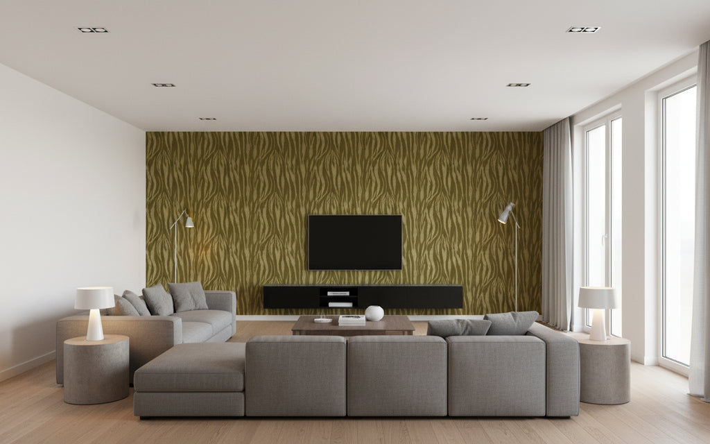 Cat's Contemporary Skin - Living Room Visualization (AI-generated, may not be to scale. Verify pattern scale with product specifications.)