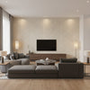 Celestial Loom | Architectural Wallcoverings - Living Room Visualization (AI-generated, may not be to scale. Verify pattern scale with product specifications.)