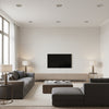 Celestial Loom | Architectural Wallcoverings - Living Room Visualization (AI-generated, may not be to scale. Verify pattern scale with product specifications.)