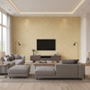 Celestial Loom | Architectural Wallcoverings - Living Room Visualization (AI-generated, may not be to scale. Verify pattern scale with product specifications.)