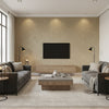 Celestial Loom | Architectural Wallcoverings - Living Room Visualization (AI-generated, may not be to scale. Verify pattern scale with product specifications.)