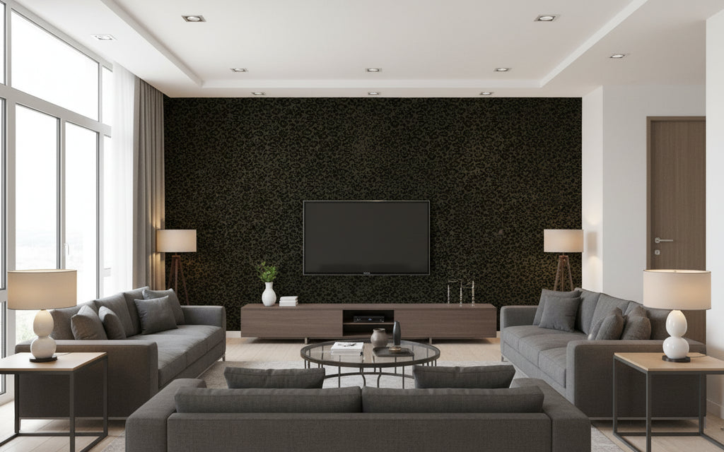 Chloe Cheetah - Living Room Visualization (AI-generated, may not be to scale. Verify pattern scale with product specifications.)
