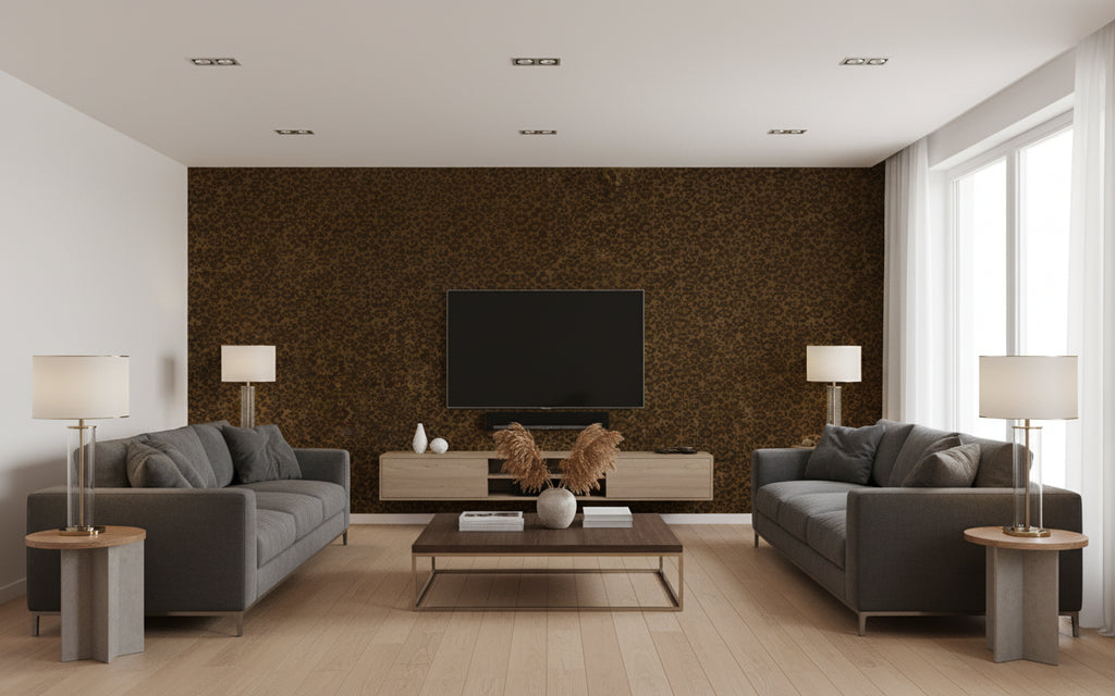 Chloe Cheetah - Living Room Visualization (AI-generated, may not be to scale. Verify pattern scale with product specifications.)
