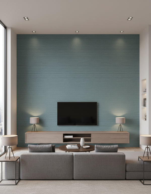 Maguey Dark Teal Sisal Wallcovering - Dark Teal | Ronald Redding