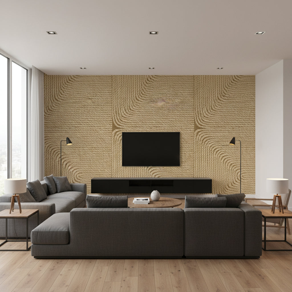 Cocon L'esprit Dans La Matière | Elitis - Living Room Visualization (AI-generated, may not be to scale. Verify pattern scale with product specifications.)