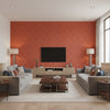 Colette - Red Wallcovering | Schumacher - Living Room Visualization (AI-generated, may not be to scale. Verify pattern scale with product specifications.)