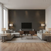 SETA Wallcoverings (CW10014) – Warm Brown | Thibaut - Living Room Visualization (AI-generated, may not be to scale. Verify pattern scale with product specifications.)
