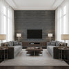 UMBRA Wallcoverings (CW10047) – Black | Thibaut - Living Room Visualization (AI-generated, may not be to scale. Verify pattern scale with product specifications.)