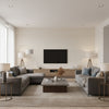 NOVO Wallcoverings (CW10048) – White | Thibaut - Living Room Visualization (AI-generated, may not be to scale. Verify pattern scale with product specifications.)