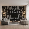 MANILO Fabrics (CW10066) – Black | Thibaut - Living Room Visualization (AI-generated, may not be to scale. Verify pattern scale with product specifications.)