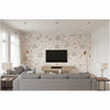 Deer Love Blush | Schumacher Wallcoverings - Living Room Visualization (AI-generated, may not be to scale. Verify pattern scale with product specifications.)