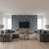 Nocturne INDIGO Blue | Boråstapeter Wallcovering - Living Room Visualization (AI-generated, may not be to scale. Verify pattern scale with product specifications.)