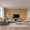 Nocturne Parchment, Sepia | Boråstapeter Wallcovering - Living Room Visualization (AI-generated, may not be to scale. Verify pattern scale with product specifications.)
