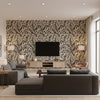 My Secret Garden Grand Mural Natural | Boråstapeter Wallcovering - Living Room Visualization (AI-generated, may not be to scale. Verify pattern scale with product specifications.)