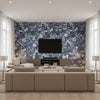 Hoppmosse Blue | Boråstapeter Wallcovering - Living Room Visualization (AI-generated, may not be to scale. Verify pattern scale with product specifications.)