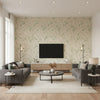 Hidden Ivy Parchment | Boråstapeter Wallcovering - Living Room Visualization (AI-generated, may not be to scale. Verify pattern scale with product specifications.)