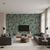 Hidden Ivy Spruce | Boråstapeter Wallcovering - Living Room Visualization (AI-generated, may not be to scale. Verify pattern scale with product specifications.)