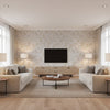 Gråäng Bone | Boråstapeter Wallcovering - Living Room Visualization (AI-generated, may not be to scale. Verify pattern scale with product specifications.)