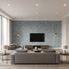 Waldemar Blue | Boråstapeter Wallcovering - Living Room Visualization (AI-generated, may not be to scale. Verify pattern scale with product specifications.)