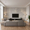 Waldemar Soft Blue | Boråstapeter Wallcovering - Living Room Visualization (AI-generated, may not be to scale. Verify pattern scale with product specifications.)