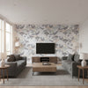 Mårdgömma Soft Multi | Boråstapeter Wallcovering - Living Room Visualization (AI-generated, may not be to scale. Verify pattern scale with product specifications.)