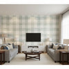 Windsor Gray & White Multi | Jeffrey Stevens - Living Room Visualization (AI-generated, may not be to scale. Verify pattern scale with product specifications.)