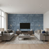Tanara Blue & White Multi | Jeffrey Stevens - Living Room Visualization (AI-generated, may not be to scale. Verify pattern scale with product specifications.)