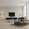 Boly Gray & White Multi | Jeffrey Stevens - Living Room Visualization (AI-generated, may not be to scale. Verify pattern scale with product specifications.)