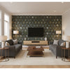 Hayden Black & Cream Multi | Jeffrey Stevens - Living Room Visualization (AI-generated, may not be to scale. Verify pattern scale with product specifications.)