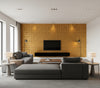 Subtle Leaf Gold | Architectural Wallcoverings - Living Room Visualization (AI-generated, may not be to scale. Verify pattern scale with product specifications.)
