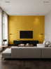 Languid Leaf Gold | Architectural Wallcoverings - Living Room Visualization (AI-generated, may not be to scale. Verify pattern scale with product specifications.)