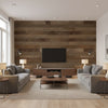 Wash Cork Mocha Brown | Architectural Wallcoverings - Living Room Visualization (AI-generated, may not be to scale. Verify pattern scale with product specifications.)
