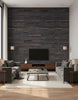 Wash Cork Brown | Architectural Wallcoverings - Living Room Visualization (AI-generated, may not be to scale. Verify pattern scale with product specifications.)