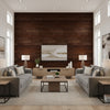 Wash Cork Blue | Architectural Wallcoverings - Living Room Visualization (AI-generated, may not be to scale. Verify pattern scale with product specifications.)
