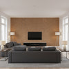 Native Cork Brown | Architectural Wallcoverings - Living Room Visualization (AI-generated, may not be to scale. Verify pattern scale with product specifications.)