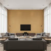 Cyrus Weave Linen Cream | Architectural Wallcoverings - Living Room Visualization (AI-generated, may not be to scale. Verify pattern scale with product specifications.)
